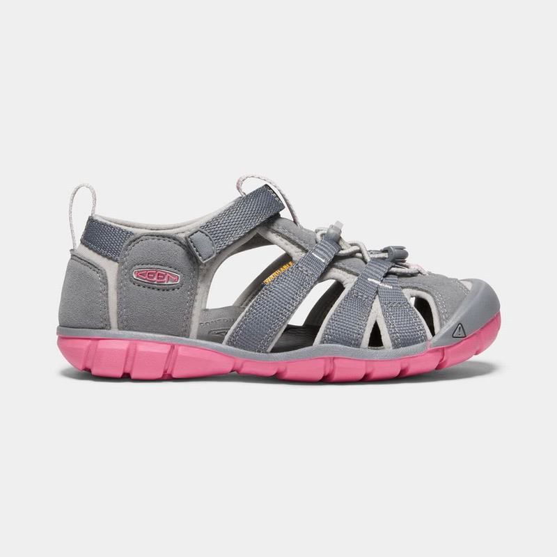 Keen Seacamp II Cnx Kids Sandals Grey/Rose Stockists NZ (5764-YNIEZ)